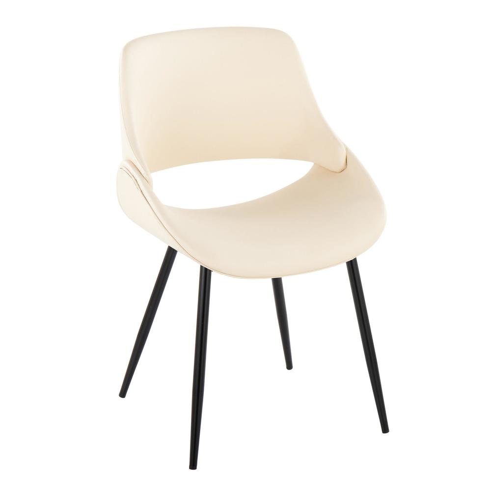 Black Metal, Cream PU Fabrico Chair - Set of 2. Picture 2
