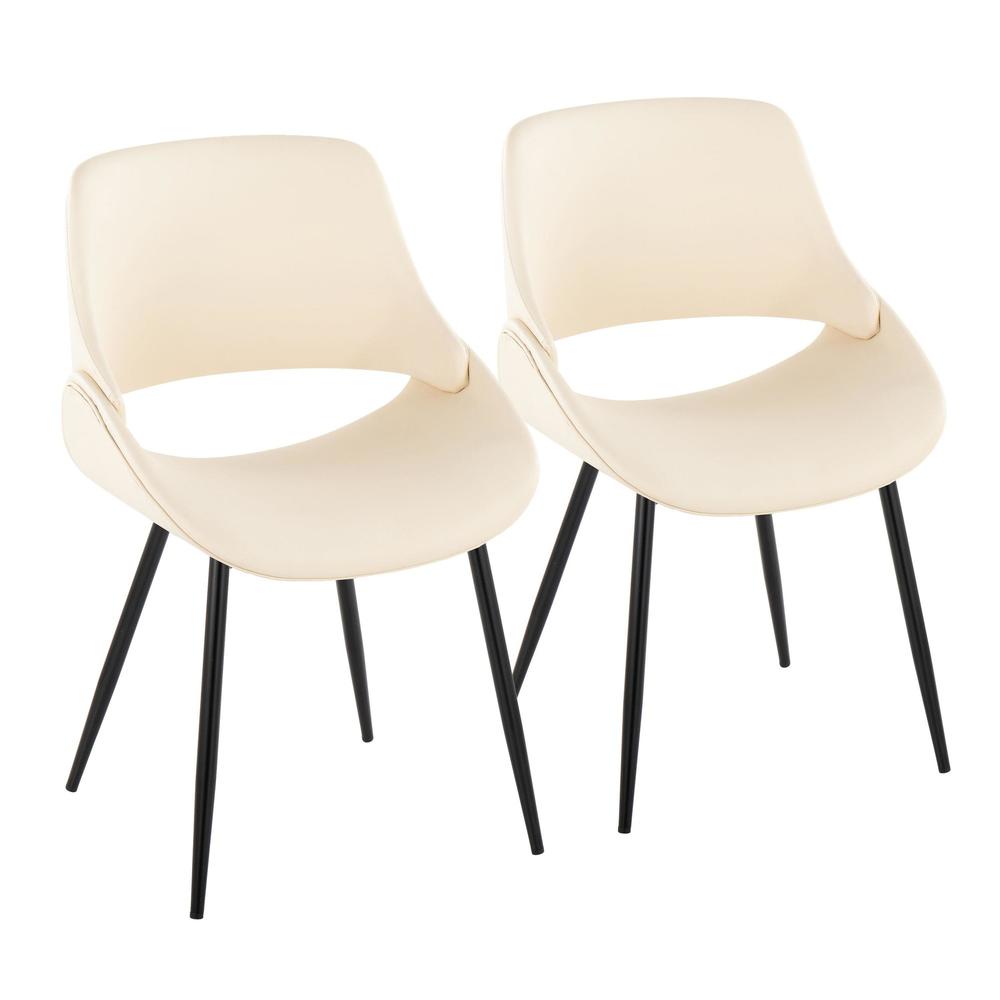 Black Metal, Cream PU Fabrico Chair - Set of 2. Picture 1