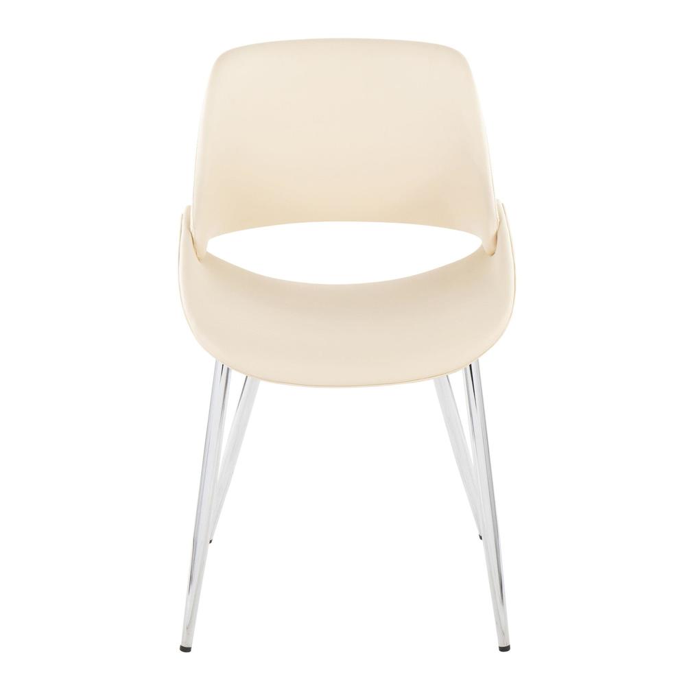 Chrome Metal, Cream PU Fabrico Chair - Set of 2. Picture 6