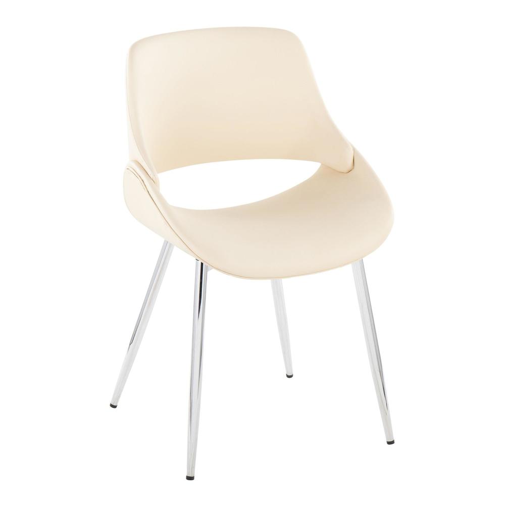 Chrome Metal, Cream PU Fabrico Chair - Set of 2. Picture 2