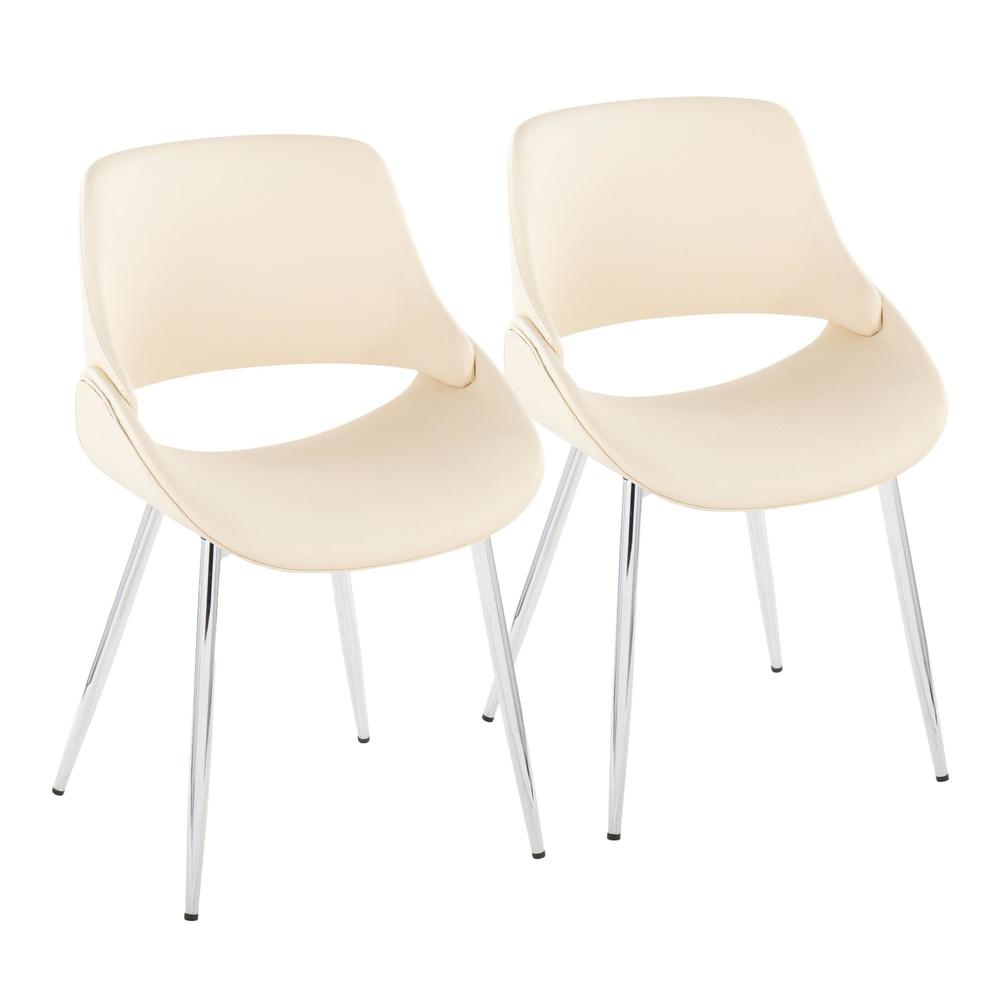 Chrome Metal, Cream PU Fabrico Chair - Set of 2. Picture 1
