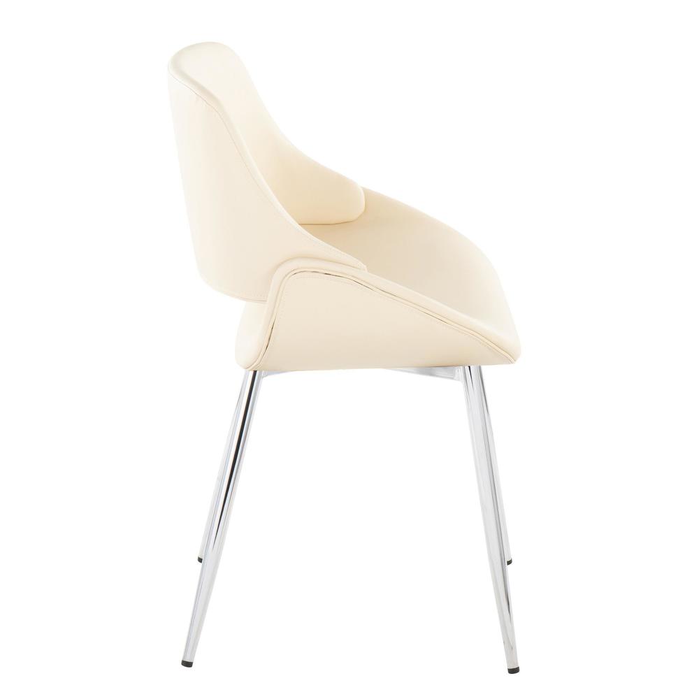 Chrome Metal, Cream PU Fabrico Chair - Set of 2. Picture 3