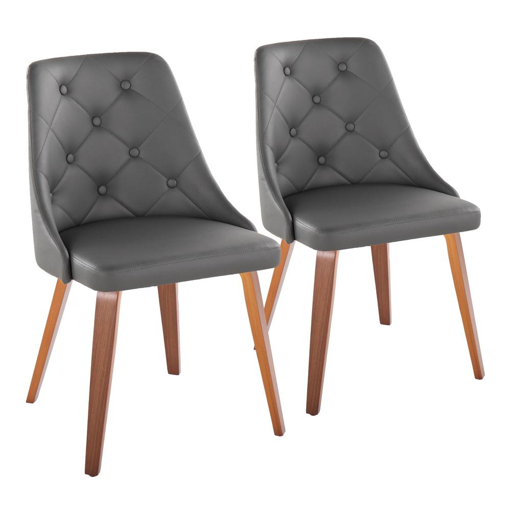 Walnut Wood, Grey PU Marche Chair - Set of 2. Picture 1