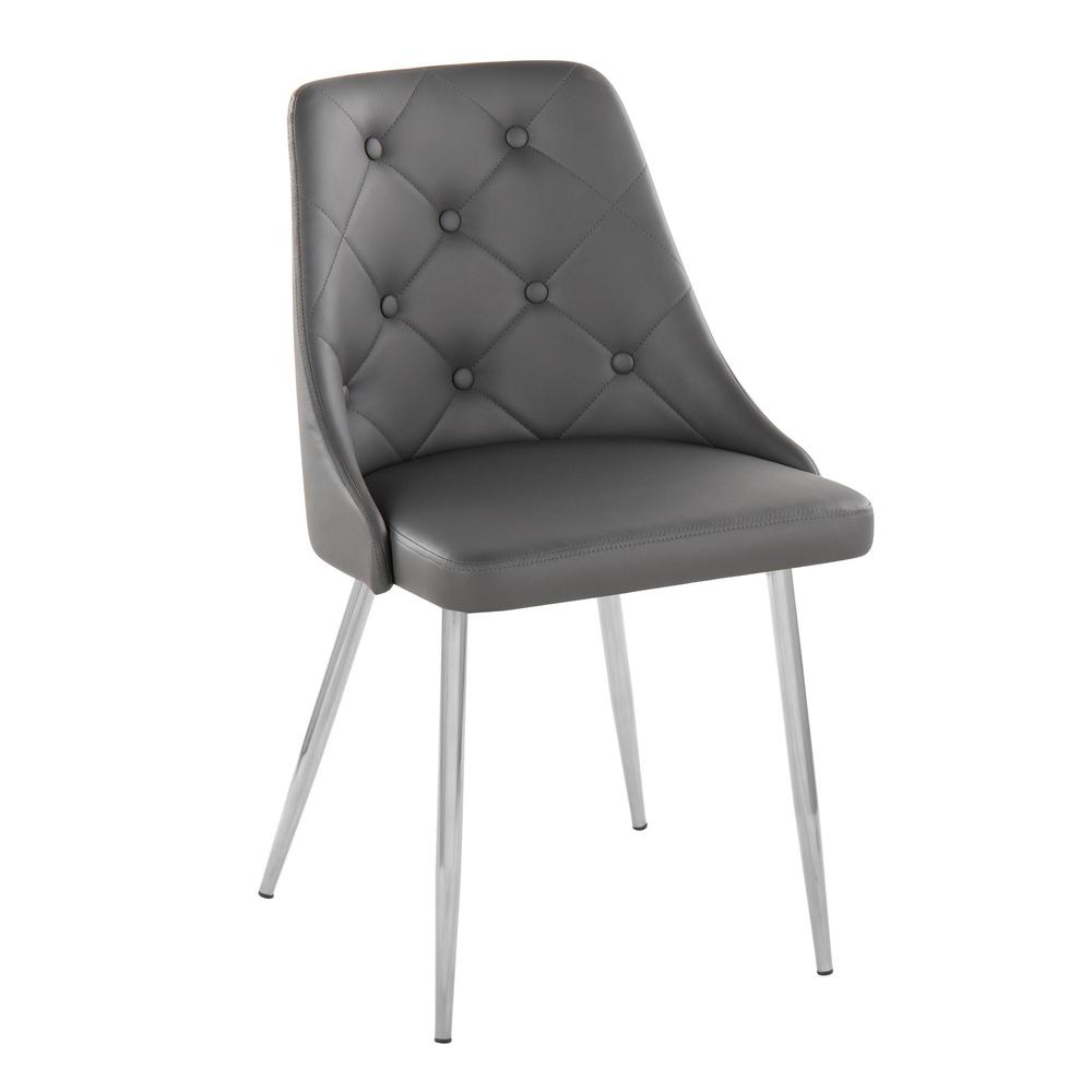 Chrome Metal, Grey PU Marche Chair - Set of 2. Picture 2
