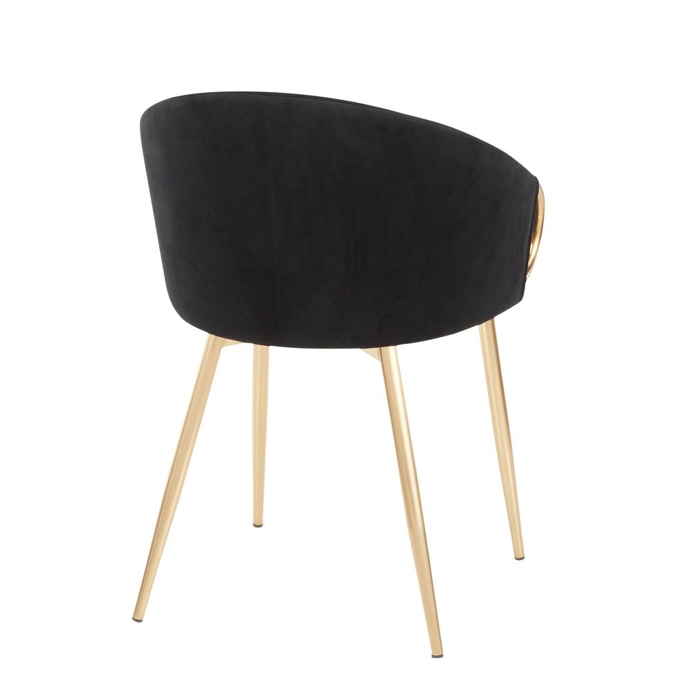 Claire Contemporary/Glam Chair in Gold Metal and Black Velvet. Picture 3