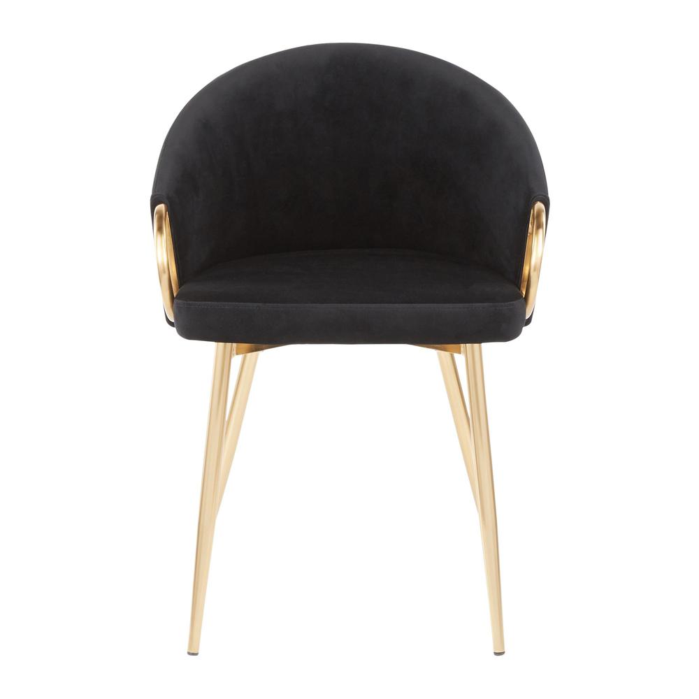 Claire Contemporary/Glam Chair in Gold Metal and Black Velvet. Picture 5