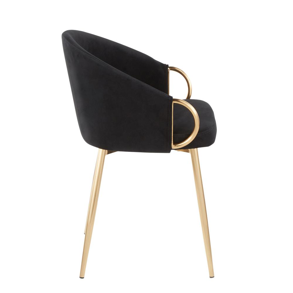 Claire Contemporary/Glam Chair in Gold Metal and Black Velvet. Picture 2