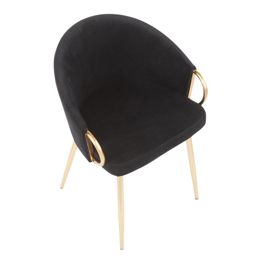 Claire Contemporary/Glam Chair in Gold Metal and Black Velvet. Picture 6