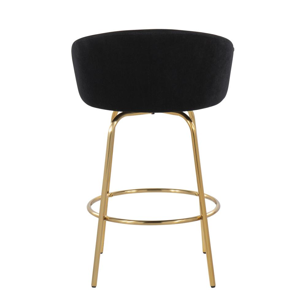 Gold Steel, Black Velvet Claire 26" Fixed Height Counter Stool - Set of 2. Picture 5