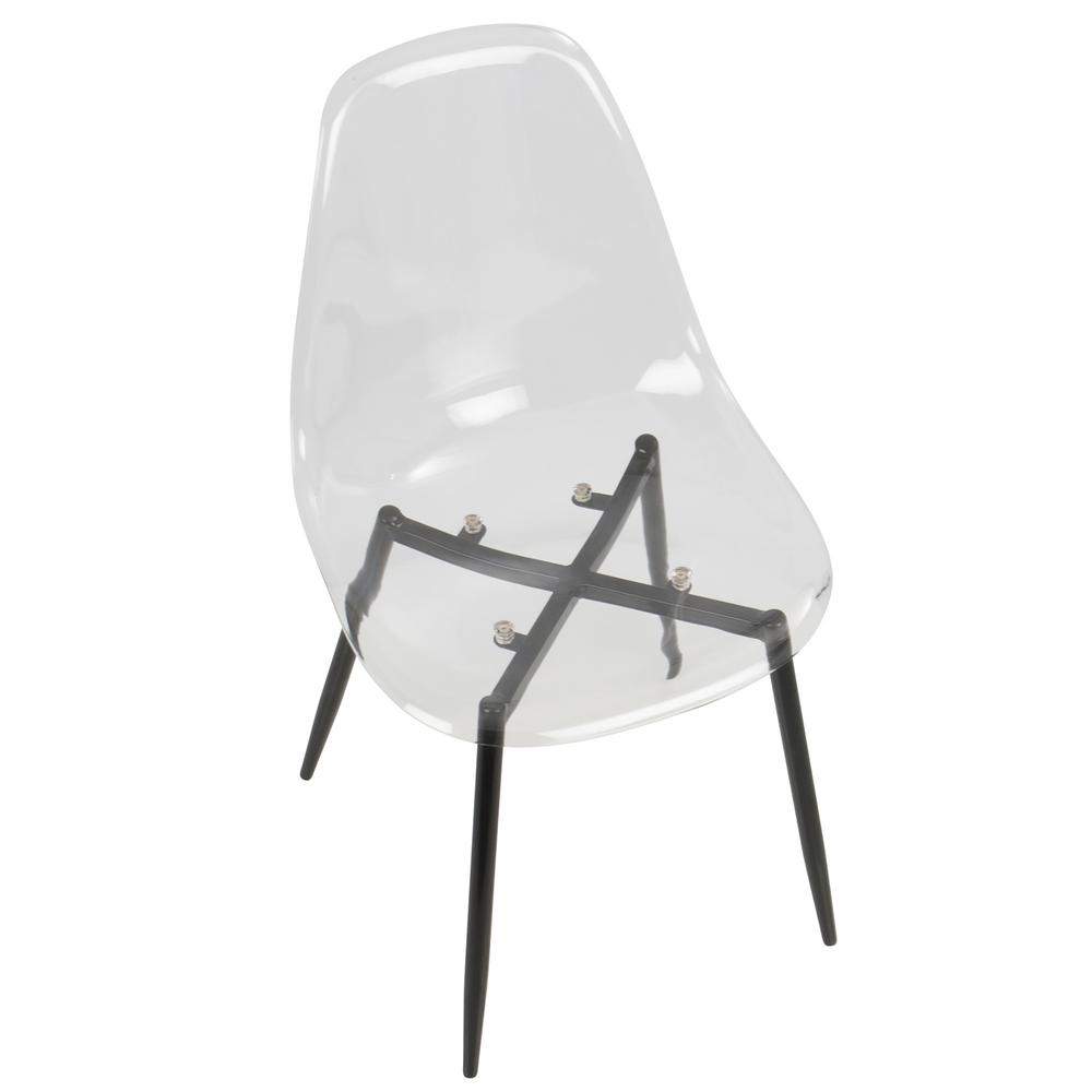 Clara Mid-Century Modern Dining Chair in Black and Clear - Set of 2. Picture 7