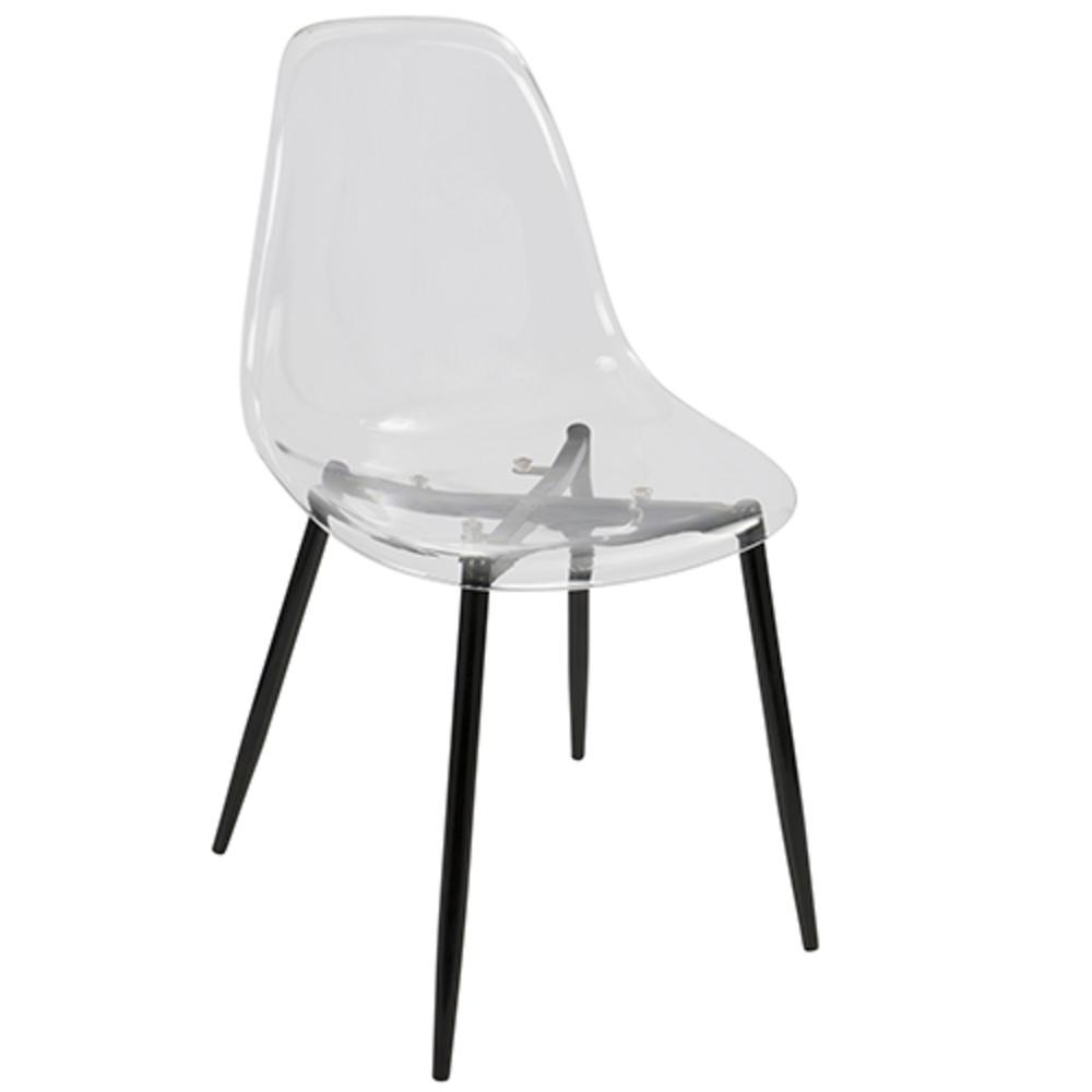 Clara Mid-Century Modern Dining Chair in Black and Clear - Set of 2. Picture 2