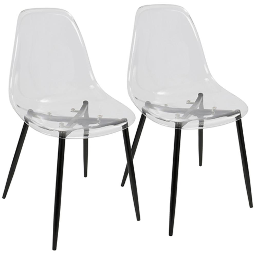 Clara Mid-Century Modern Dining Chair in Black and Clear - Set of 2. Picture 1