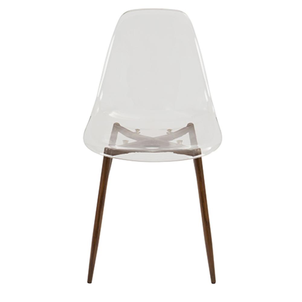 Clara Mid-Century Modern Dining Chair in Walnut and Clear - Set of 2. Picture 6