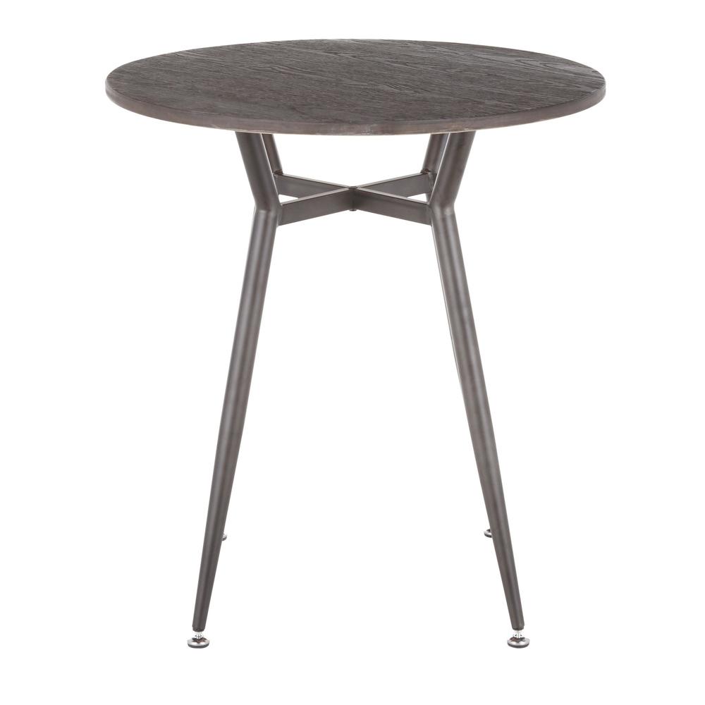 Clara Industrial Round Dinette Table in Antique Metal and Espresso Wood-Pressed Grain Bamboo. Picture 4