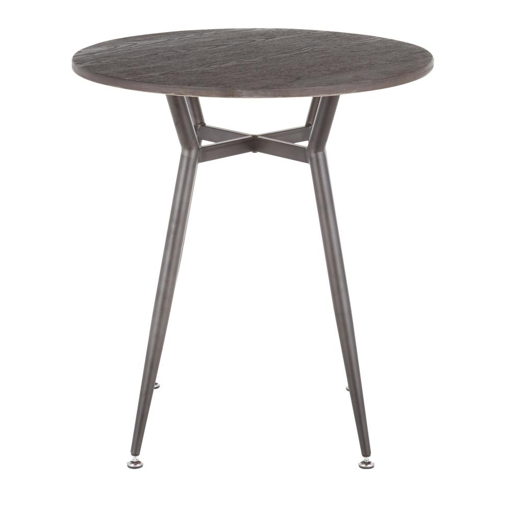 Clara Industrial Round Dinette Table in Antique Metal and Espresso Wood-Pressed Grain Bamboo. Picture 5