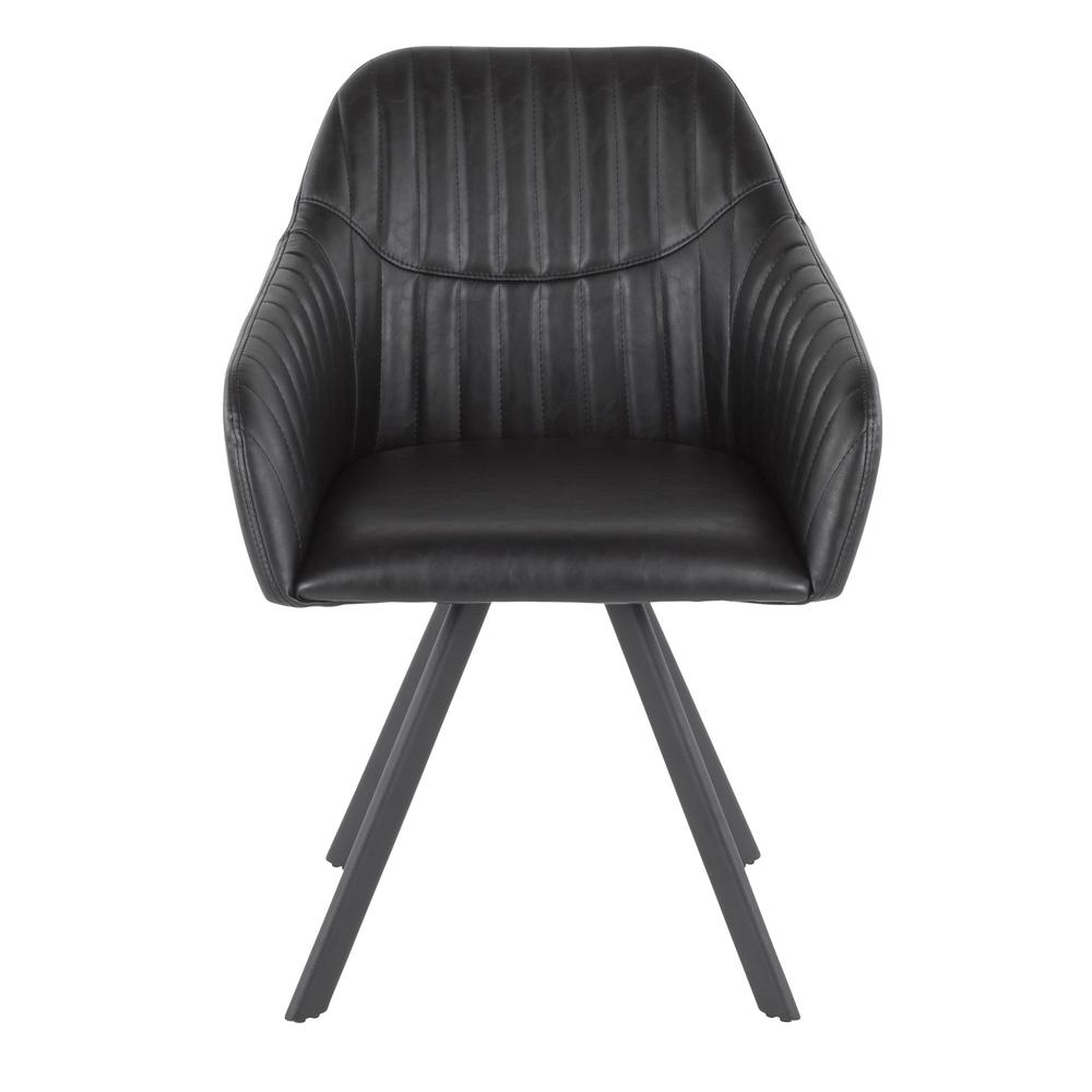 Clubhouse Contemporary Pleated Chair in Black Faux Leather - Set of 2. Picture 6
