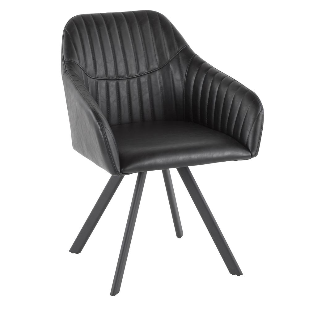 Clubhouse Contemporary Pleated Chair in Black Faux Leather - Set of 2. Picture 2