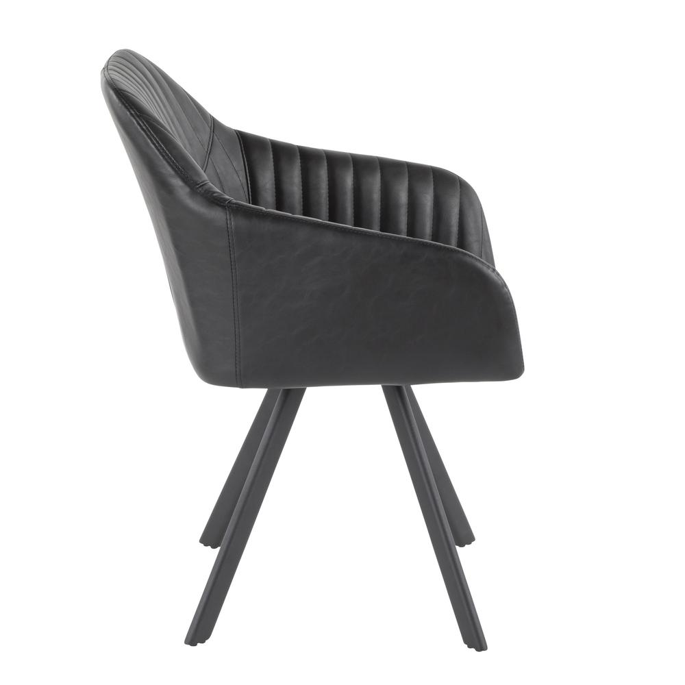 Clubhouse Contemporary Pleated Chair in Black Faux Leather - Set of 2. Picture 3