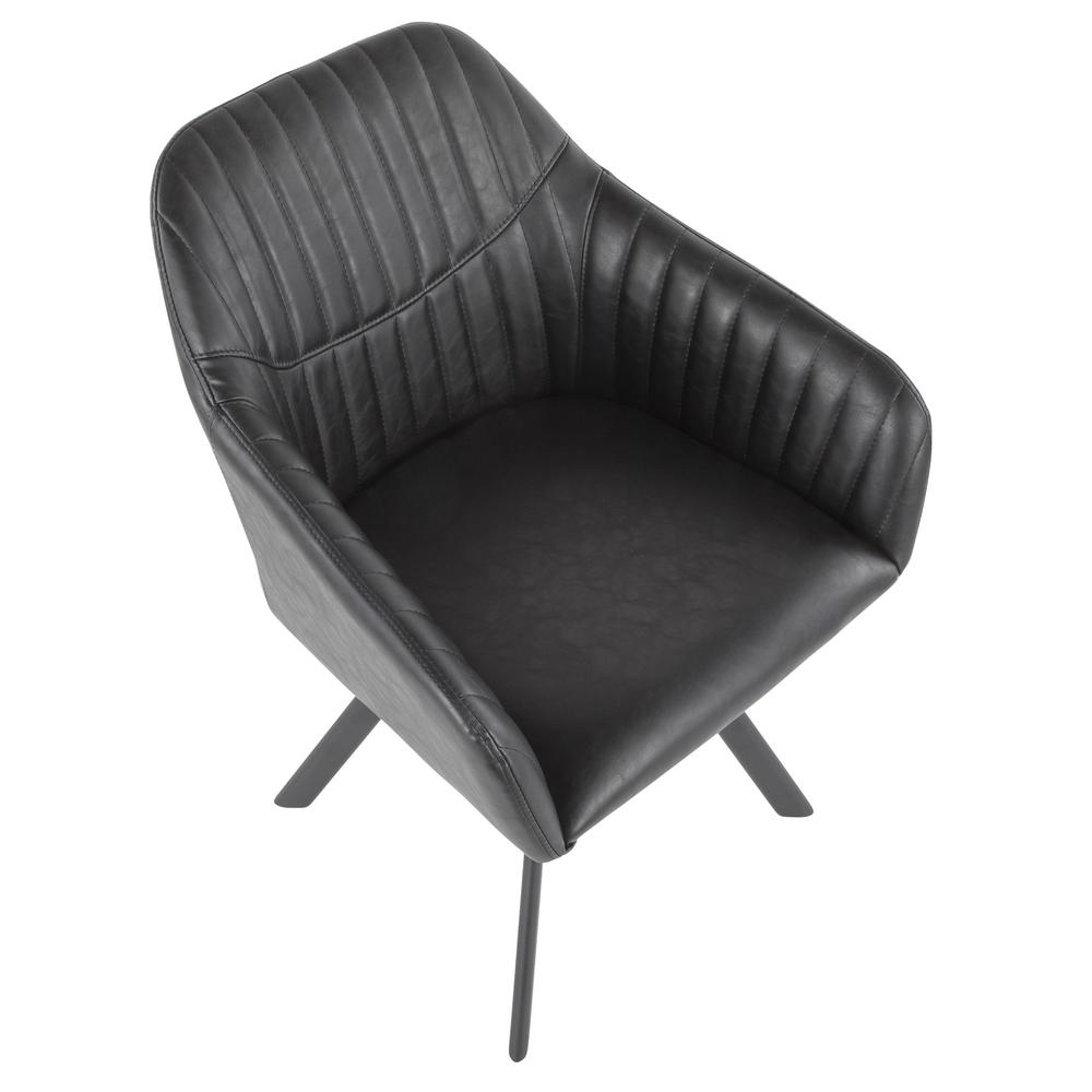 Clubhouse Contemporary Pleated Chair in Black Faux Leather - Set of 2. Picture 7