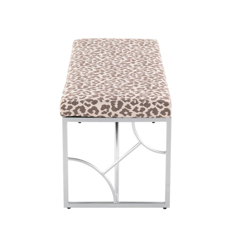 Silver Metal, Beige Leopard Fabric Constellation Bench. Picture 2