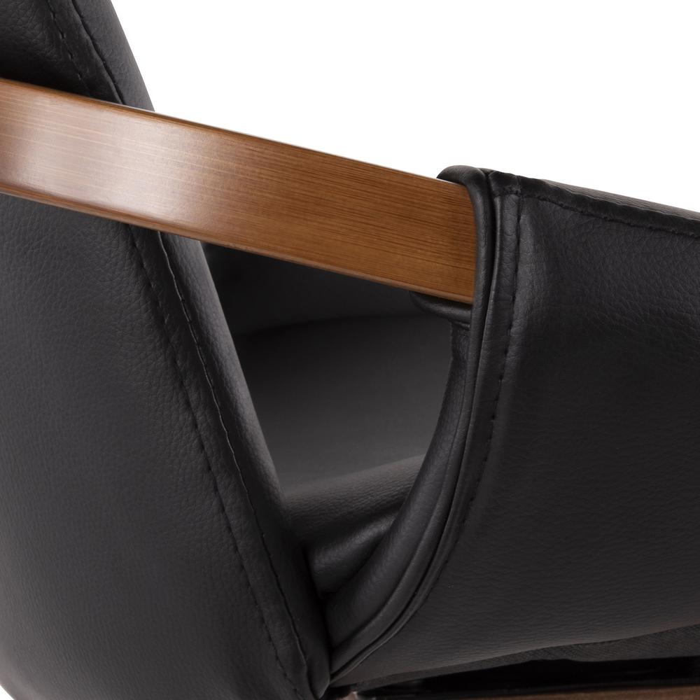 Cosmo Mid-Century Chair in Walnut and Black Faux Leather. Picture 7