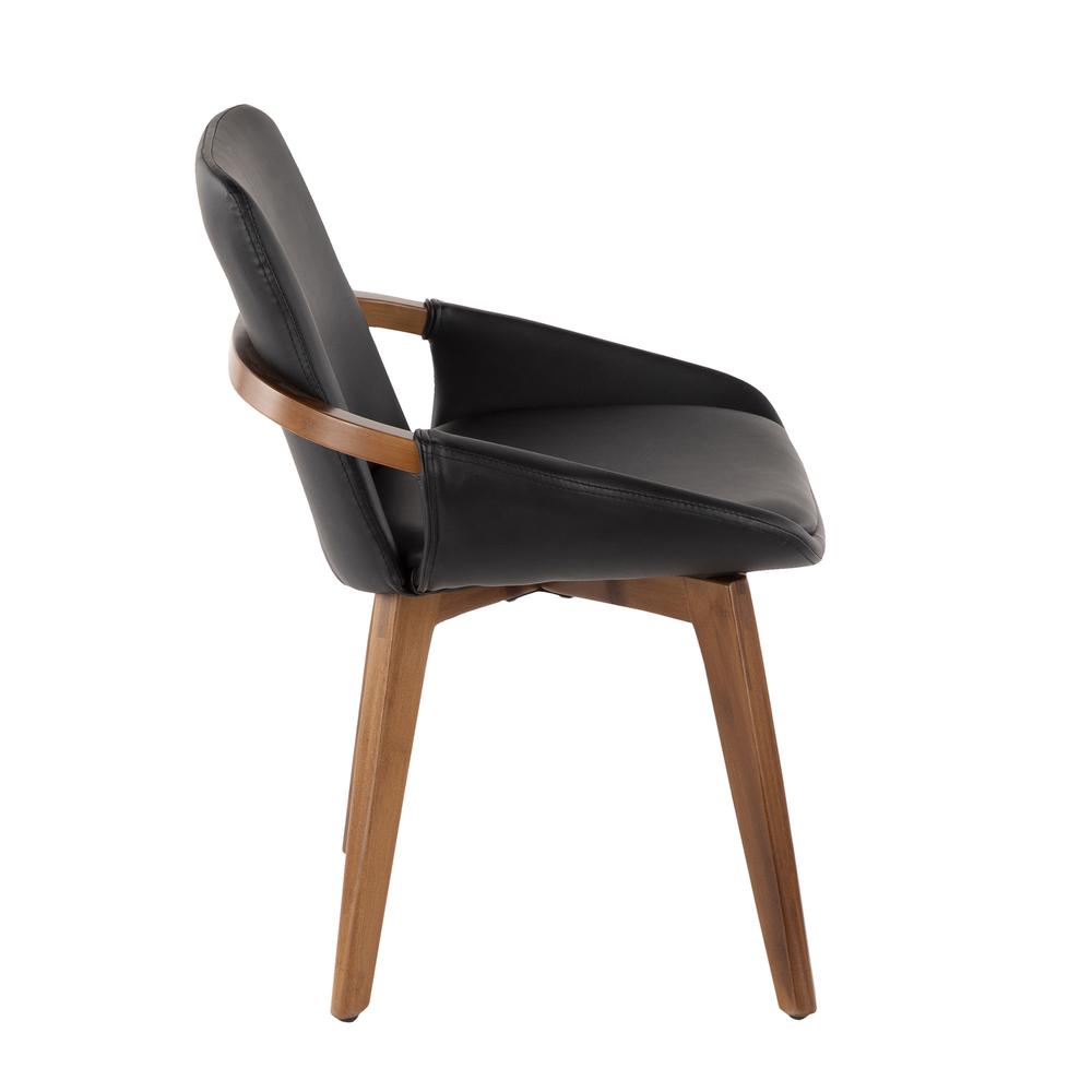 Cosmo Mid-Century Chair in Walnut and Black Faux Leather. Picture 2