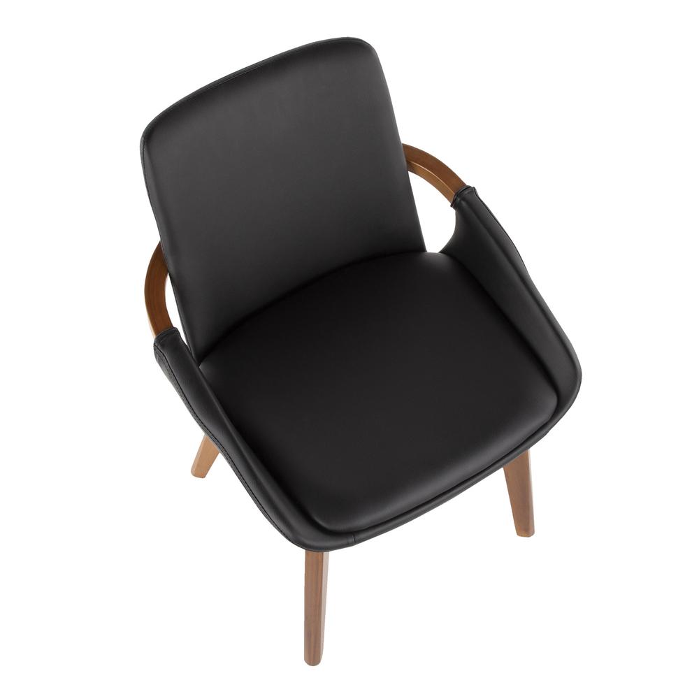 Cosmo Mid-Century Chair in Walnut and Black Faux Leather. Picture 6