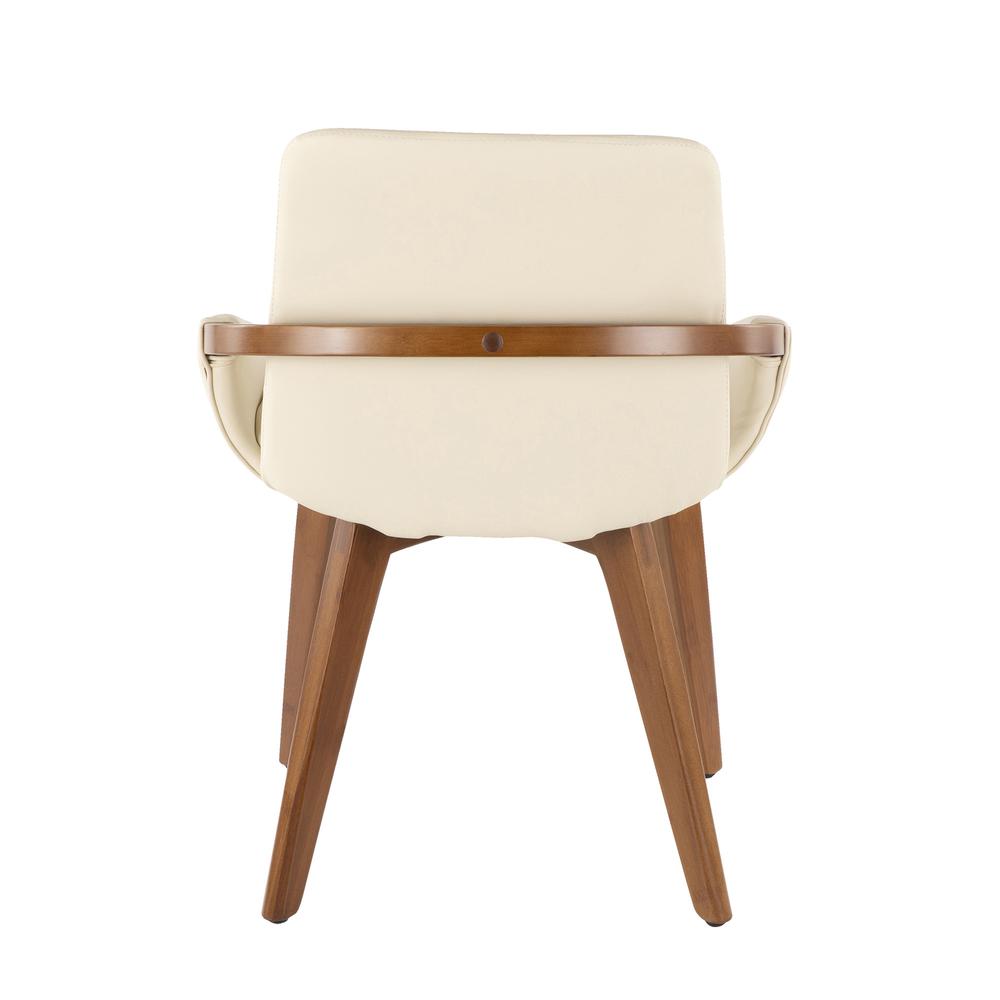 Cosmo Mid-Century Chair in Walnut and Cream Faux Leather. Picture 4