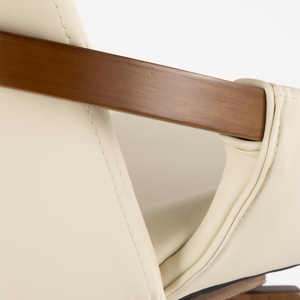 Cosmo Mid-Century Chair in Walnut and Cream Faux Leather. Picture 7