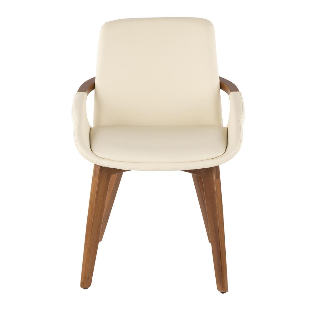 Cosmo Mid-Century Chair in Walnut and Cream Faux Leather. Picture 5