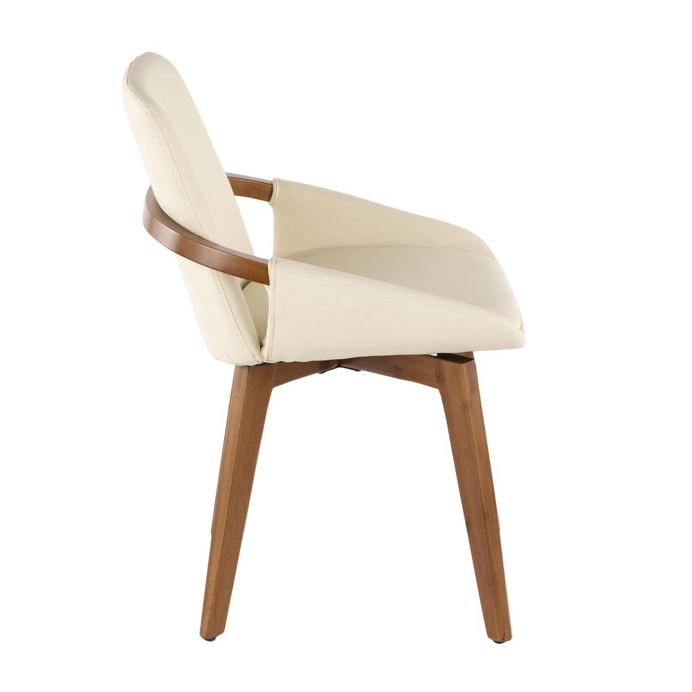 Cosmo Mid-Century Chair in Walnut and Cream Faux Leather. Picture 2