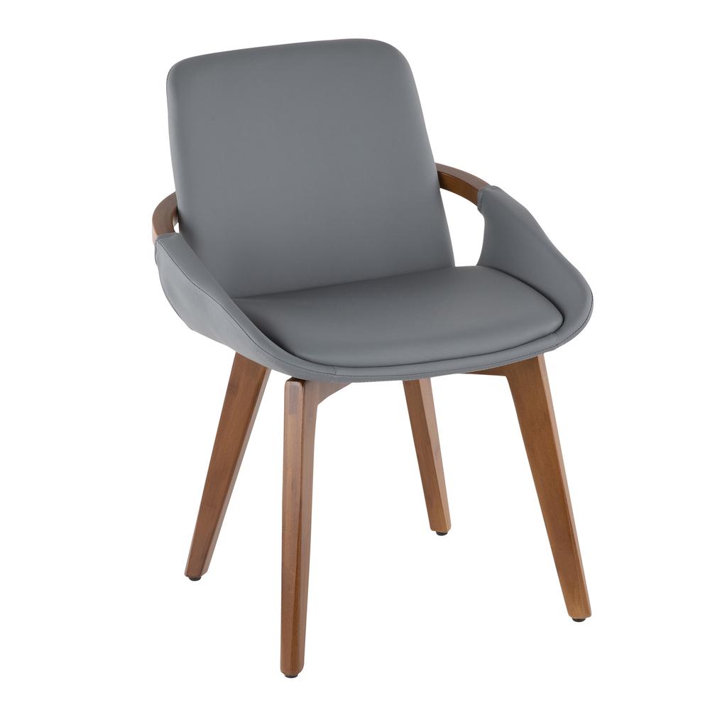 Cosmo Mid-Century Chair in Walnut and Grey Faux Leather. Picture 1