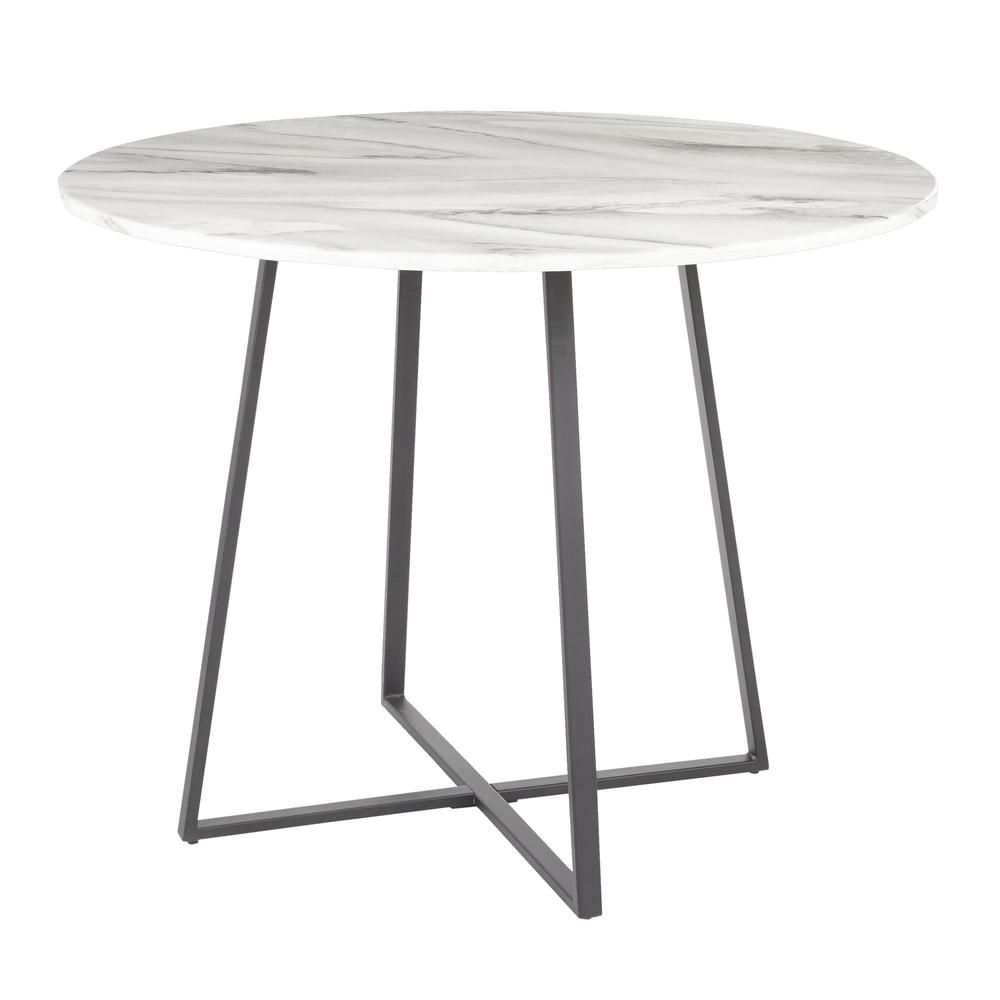 Cosmo Contemporary Dining Table in Black Metal and White Marble Top. Picture 3
