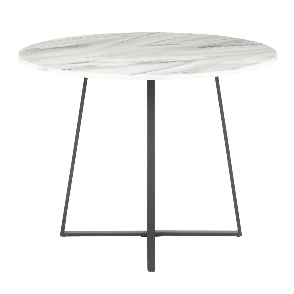 Cosmo Contemporary Dining Table in Black Metal and White Marble Top. Picture 4