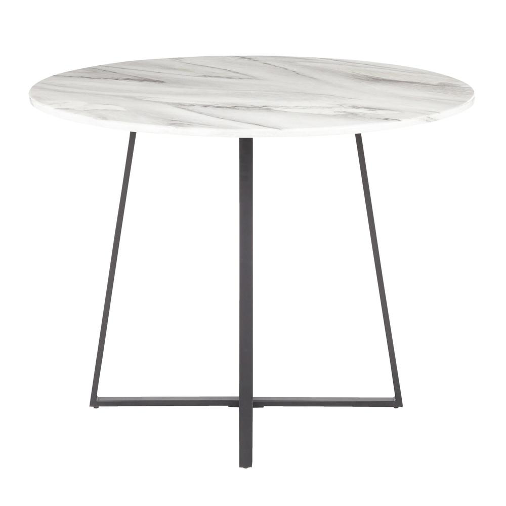 Cosmo Contemporary Dining Table in Black Metal and White Marble Top. Picture 5