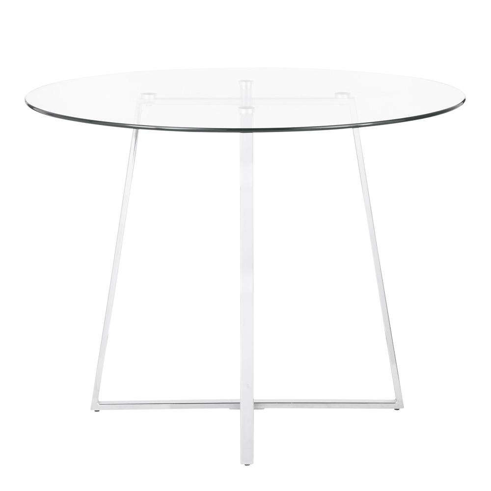 Cosmo Contemporary/Glam Dining Table in Chrome and Clear Tempered Glass Top. Picture 4
