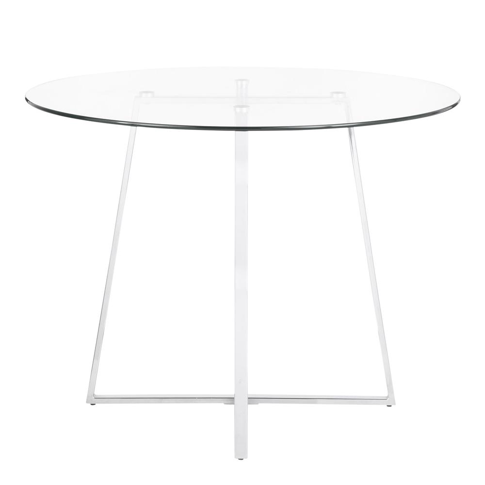Cosmo Contemporary/Glam Dining Table in Chrome and Clear Tempered Glass Top. Picture 4