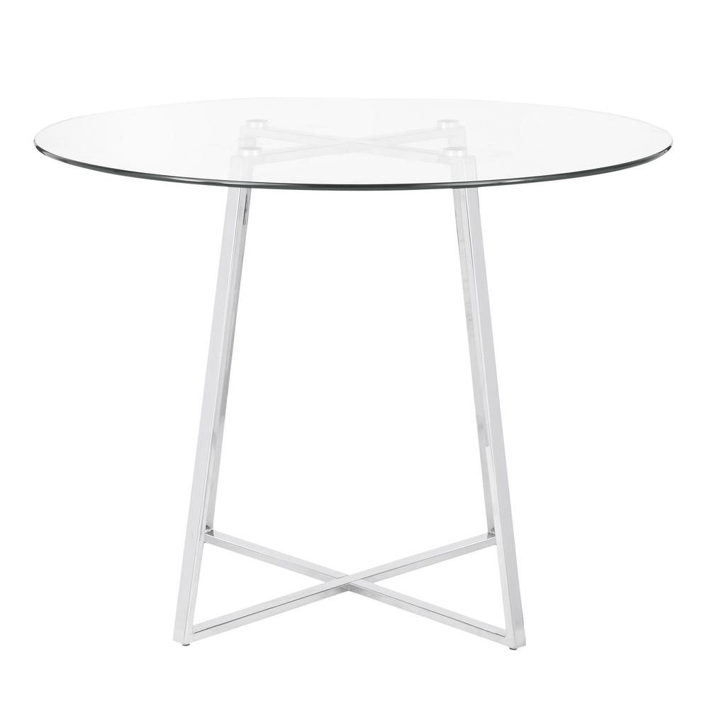 Cosmo Contemporary/Glam Dining Table in Chrome and Clear Tempered Glass Top. Picture 2
