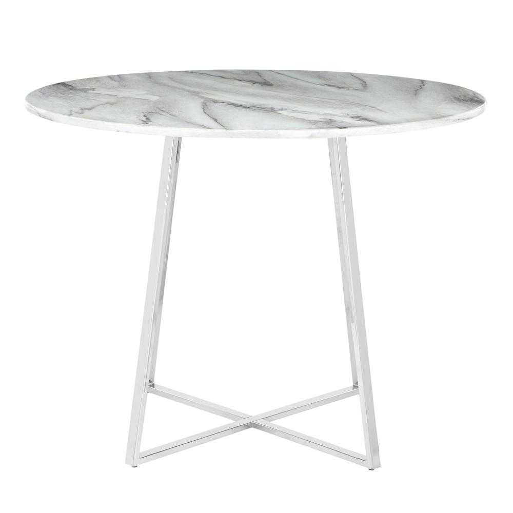 Chrome, White Marble Cosmo Dining Table. Picture 2