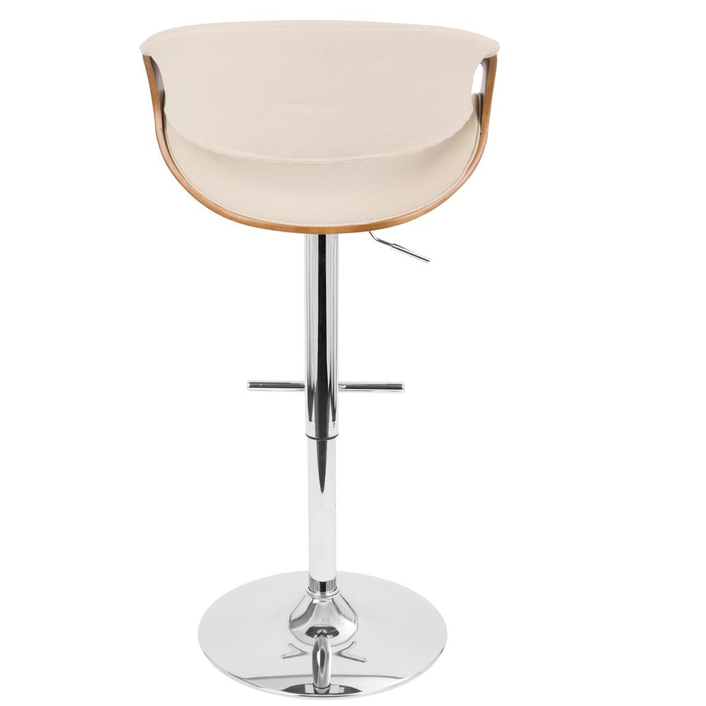 Curvo Mid-Century Modern Adjustable Barstool with Swivel in Walnut and Cream. Picture 5