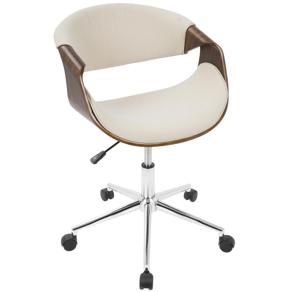 Curvo Mid-Century Modern Office Chair in Walnut and Cream. Picture 1