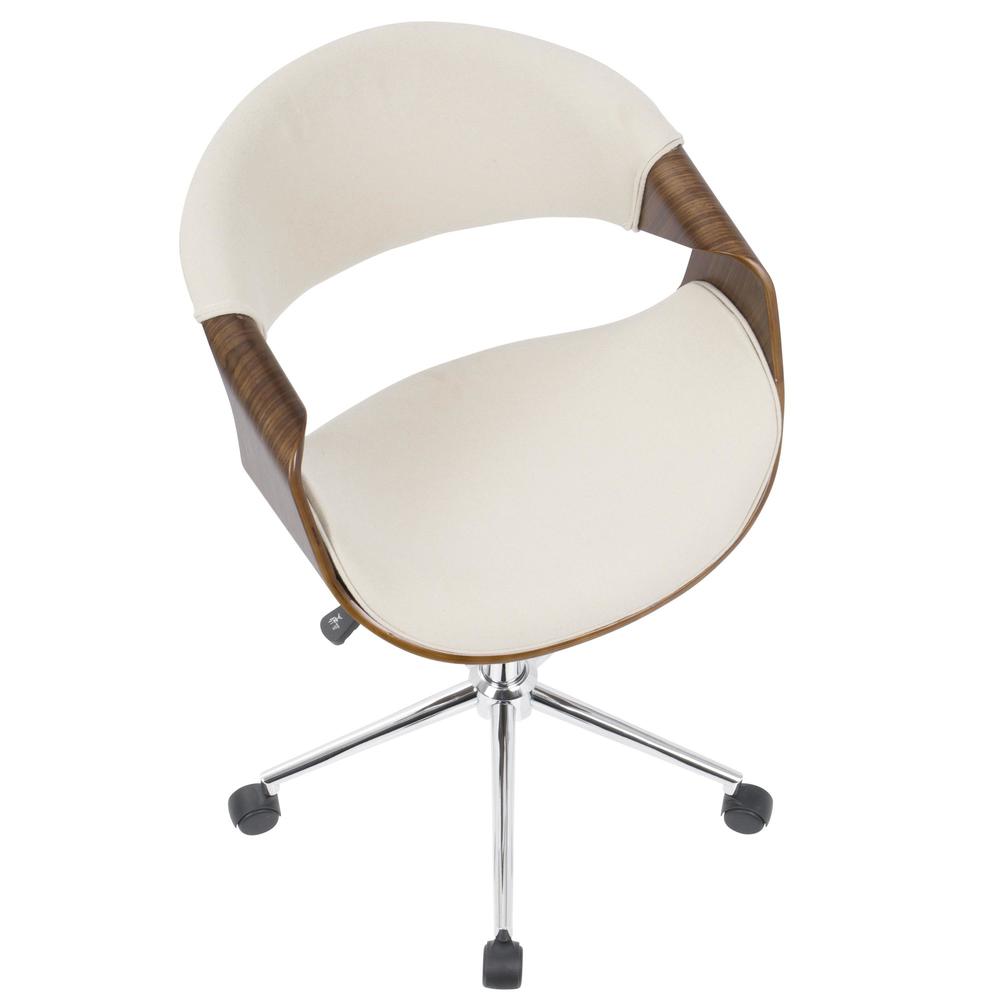 Curvo Mid-Century Modern Office Chair in Walnut and Cream. Picture 6