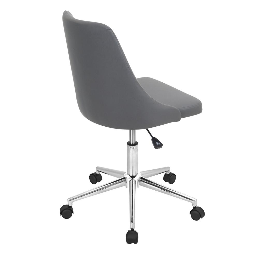 Marche Contemporary Adjustable Office Chair with Swivel in Grey Faux Leather. Picture 3