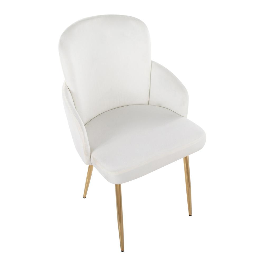 Gold Metal, Cream Velvet Dahlia Dining Chair - Set of 2. Picture 7
