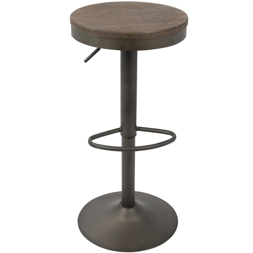 Dakota Industrial Adjustable Barstool in Antique and Brown - Set of 2. Picture 6