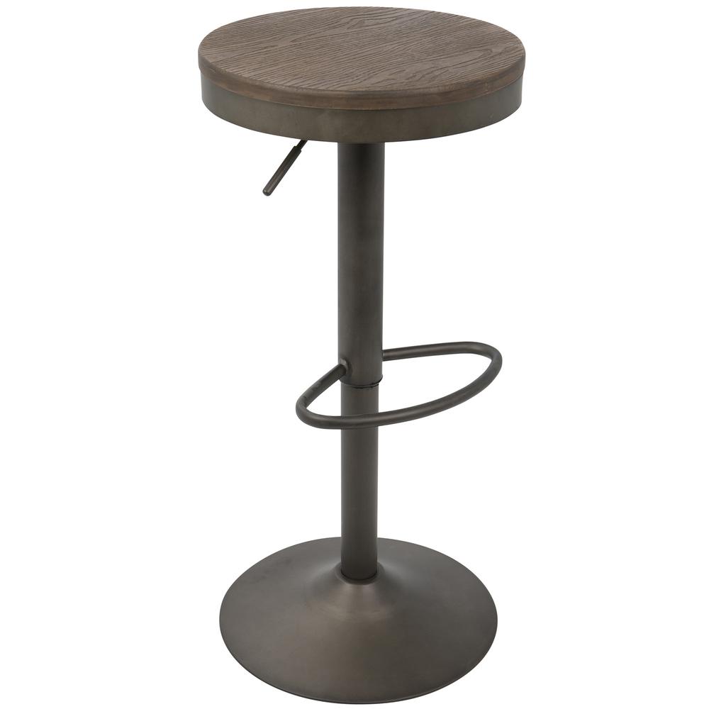 Dakota Industrial Adjustable Barstool in Antique and Brown - Set of 2. Picture 2