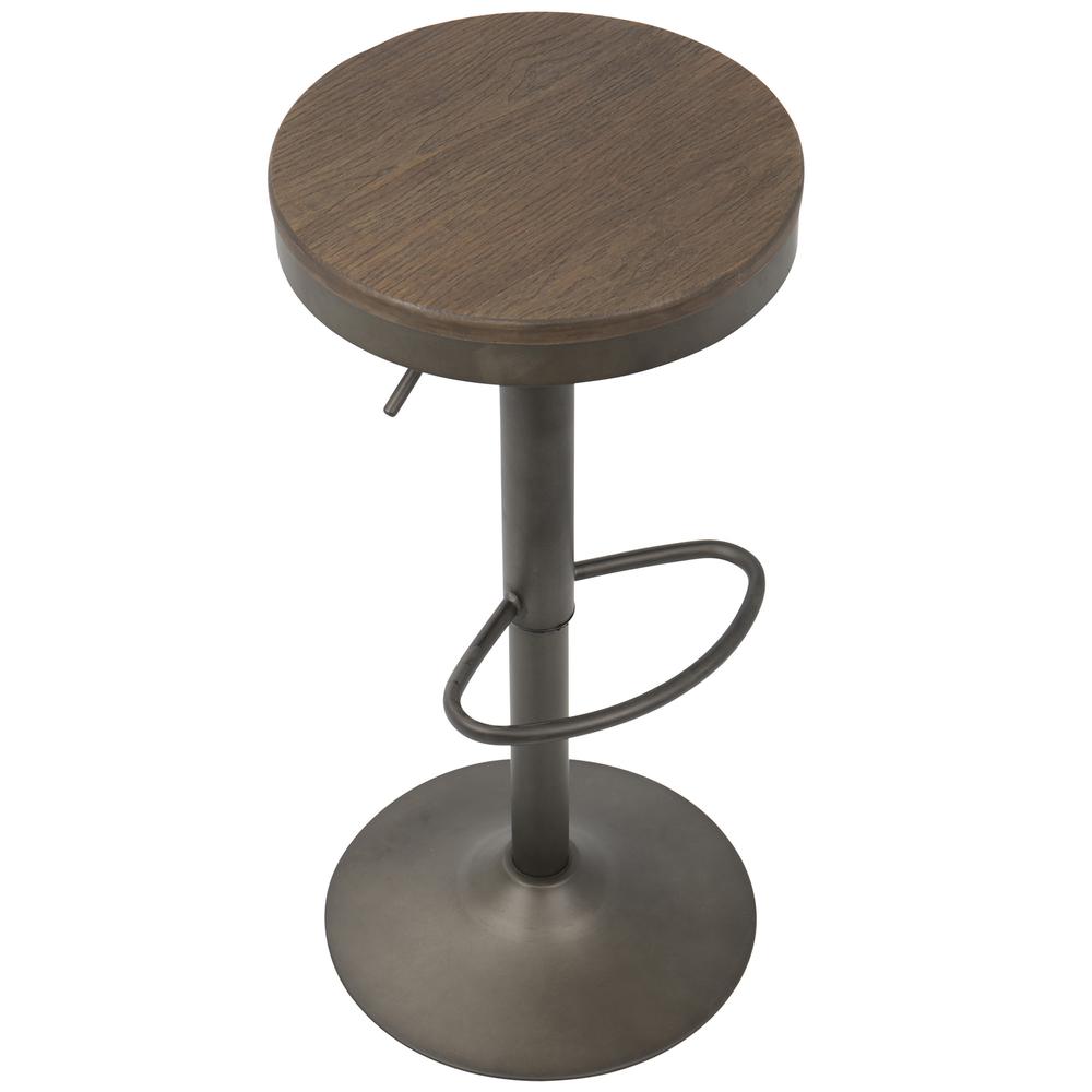 Dakota Industrial Adjustable Barstool in Antique and Brown - Set of 2. Picture 7