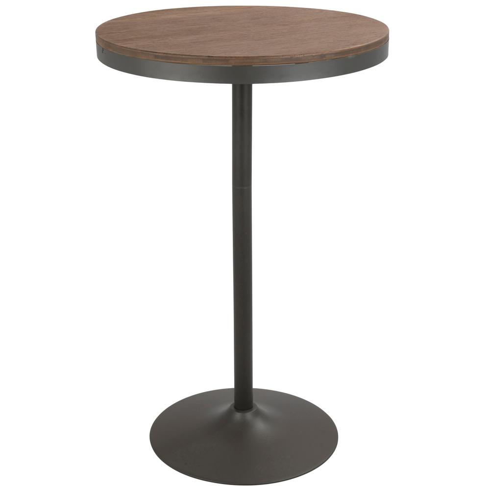 Dakota Industrial Adjustable Bar / Dinette Table in Grey and Brown. Picture 1
