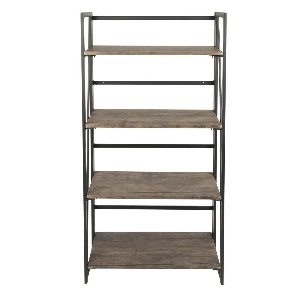 Dakota Industrial Bookcase in Black Metal and Wood. Picture 5