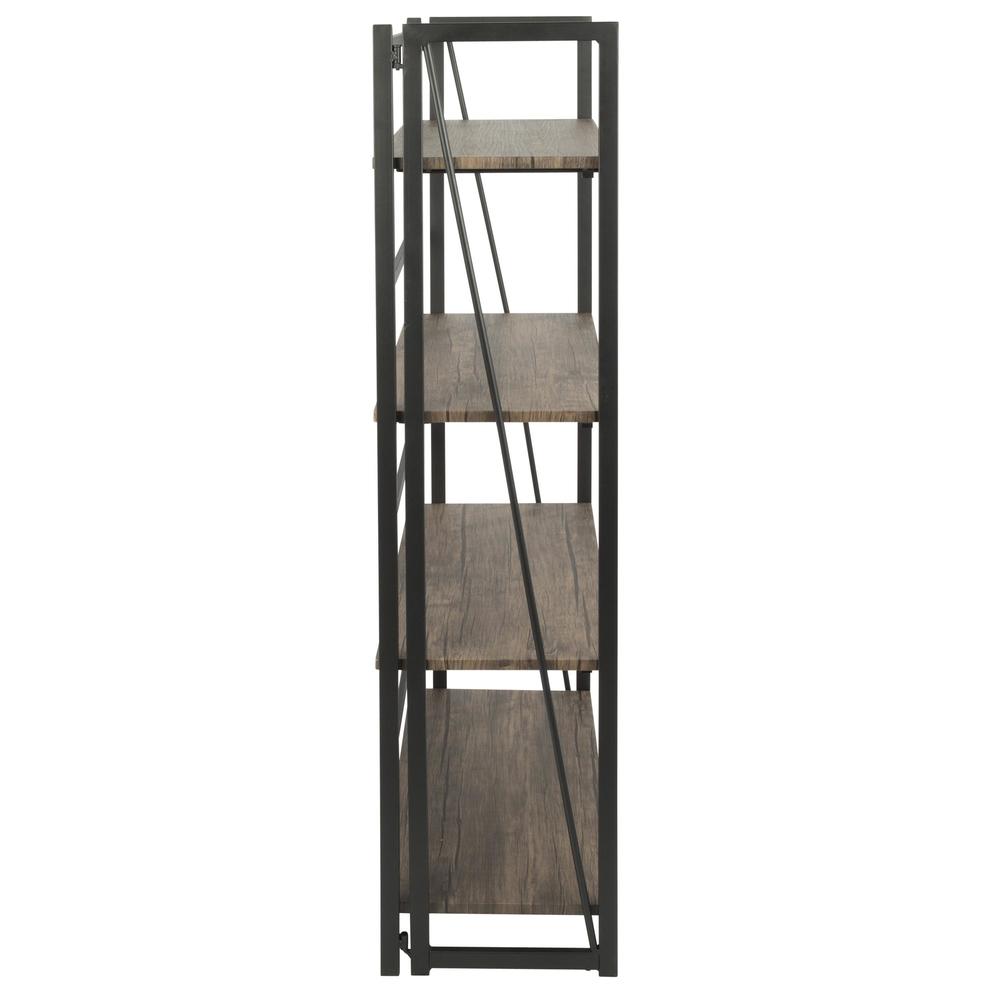 Dakota Industrial Bookcase in Black Metal and Wood. Picture 2